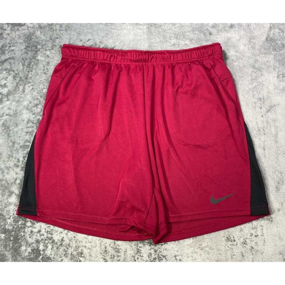 Nike Dri-FIT Shorts Mens 2XL Red Stripe Mesh Polyester Drawstring Gym Training